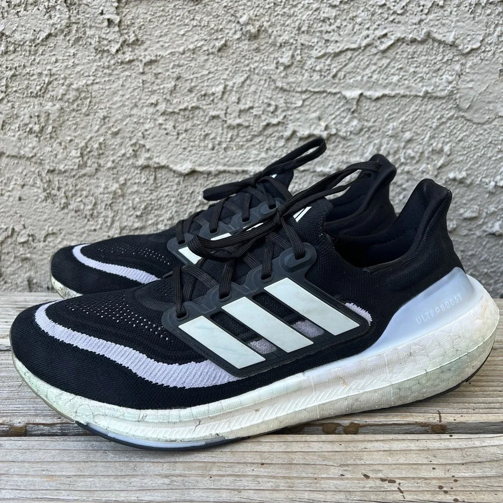 Adidas Shoes Men Size 12 UltraBoost Light Black White Boost Sneakers